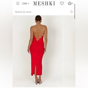 Meshki VIVIAN Strapless Tie Up Maxi Dress - Red